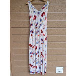 Lucky Brand White Watercolor Floral Maxi Dress Sz M